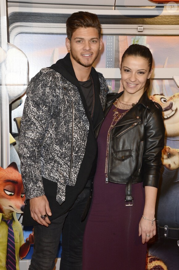 Rayane Bensetti et sa compagne Denitsa Ikonomova - Avant-première du film "Zootopie" au cinéma Gaumont Marignan à Paris, le 28 janvier 2016. © Coadic Guirec/Bestimage