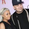 Blac Chyna (enceinte) avec son fiancé Rob Kardashian fête son anniversaire (28 ans) au Hard rock café de Hollywood, par la même occasion elle lance sa nouvelle application (Chymojis). Les gens spéculent sur le sexe de leur enfant qui serait un garçon selon les rumeurs à Hollywod le 10 mai 2016.