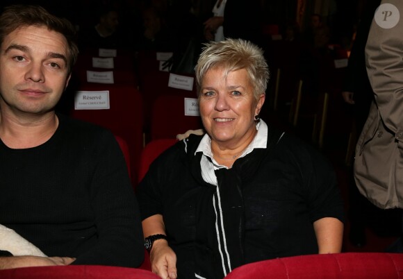 Jean-Philippe Lemonnier et Mimie Mathy lors de la réception organisée en l'honneur de l'entrée de Nikos Aliagas au musée Grévin. Paris, le 7 décembre 2016.