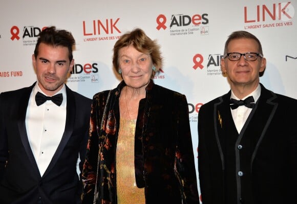 Aurélien Beaucamp (président de AIDES), Marisa Borini (Bruni Tedeschi), Michel Simon (président de Link) - 6ème édition du dîner de charité "Link" en soutien à l'association AIDES au Pavillon Cambon à Paris, le 12 décembre 2016.