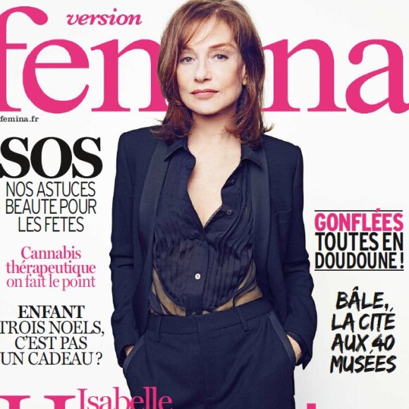 Isabelle Huppert en couverture de Version Femina, supplément du JDD du 19 décembre 2016.