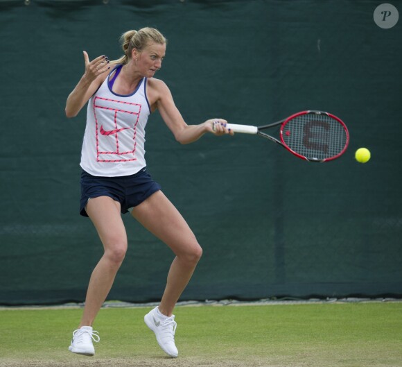 Petra Kvitova lors de l'entraînement au tournoi de tennis de Wimbledon à Londres, le 28 juin 2015.