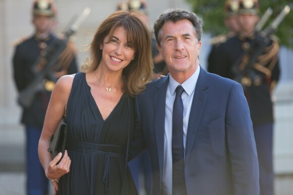 François Cluzet et sa femme Narjiss Slaoui-Falcoz - Le roi Felipe VI et la reine Letizia d'Espagne, reçus par François Hollande, président de la République française, pour un dîner d' Etat au Palais de l'Elysée à Paris le 2 juin 2015.