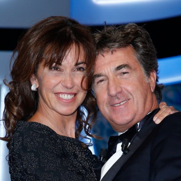 François Cluzet et sa femme Narjiss - Scène - 39ème cérémonie des Cesar au théâtre du Châtelet à Paris le 28 février 2014.