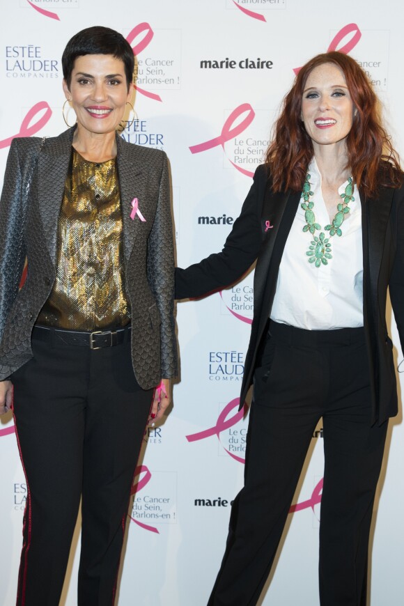 Exclusif - Cristina Cordula et Audrey Fleurot - Personnalités à la soirée de lancement "Octobre Rose" pour soutenir l'association contre le cancer du sein et remise du prix Estée Lauder au Café de l'Homme à Paris. Le 26 septembre 2016 © Olivier Borde / Bestimage