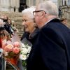 La reine Paola et le roi Albert - La famille royale de Belgique à leur arrivée en la cathédrale Saints-Michel-et-Gudule de Bruxelles pour le Te Deum (Fête du Roi). Le 15 novembre 2016 15/11/2016 - Bruxelles