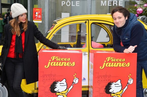 Joyce Jonathan et Vianney - Lancement de l'opération Pièces Jaunes 2017 À l'Hôpital Necker-Enfants malades AP-HP à Paris le 4 janvier 2017. Cette année, le personnage de bande dessinée "Le Petit Nicolas" est le parrain de l'opération.