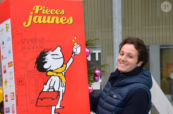 Joyce Jonathan et Vianney - Lancement de l'opération Pièces Jaunes 2017 À l'Hôpital Necker-Enfants malades AP-HP à Paris le 4 janvier 2017. Cette année, le personnage de bande dessinée "Le Petit Nicolas" est le parrain de l'opération.