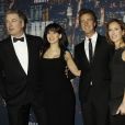 Alec Baldwin, sa femme Hilaria Thomas, Edward Norton, et sa femme Shauna Robertson - Gala d'anniversaire des 40 ans de Saturday Night Live (SNL) à New York, le 15 février 2015.