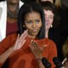 Michelle Obama fait ses adieux lors d'un discours à la Maison Blanch, le 6 janvier 2017 à Washington.