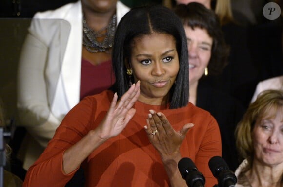 Michelle Obama fait ses adieux lors d'un discours à la Maison Blanch, le 6 janvier 2017 à Washington.