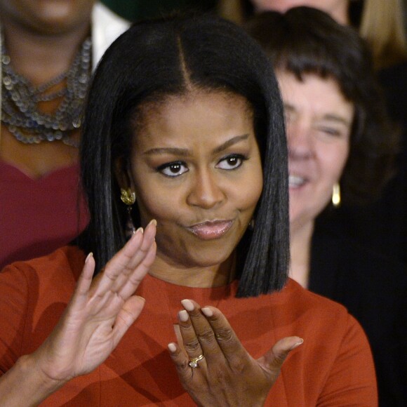 Michelle Obama fait ses adieux lors d'un discours à la Maison Blanch, le 6 janvier 2017 à Washington.