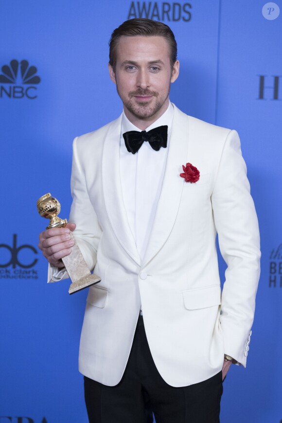Ryan Gosling - Press Room lors de la 74e cérémonie annuelle des Golden Globe Awards à Beverly Hills, Los Angeles, Californie, Etats-Unis, le 8 janvier 2017. © Olivier Borde/Bestimage