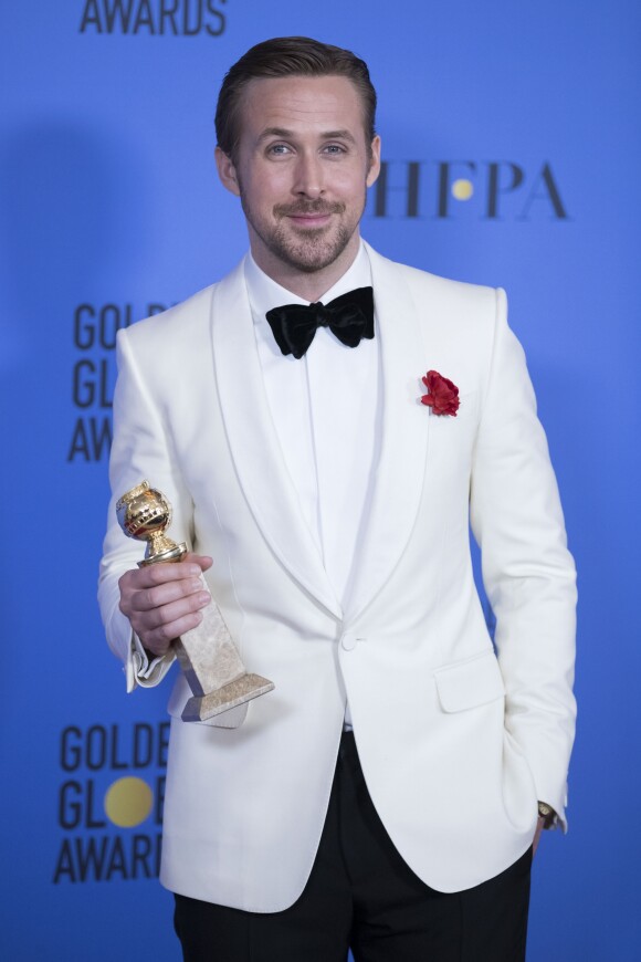 Ryan Gosling, meilleur acteur dans une comédie/musical, lors de la 74e cérémonie annuelle des Golden Globe Awards à Beverly Hills, Los Angeles, Californie, Etats-Unis, le 8 janvier 2017. © Olivier Borde/Bestimage