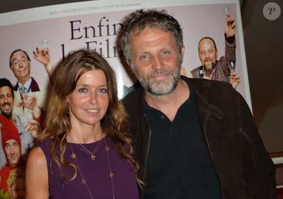 Stéphane Guillon et sa femme Muriel Cousin - Avant-première du film "Brèves de comptoir" au Théâtre du Rond-Point à Paris, le 8 septembre 2014.