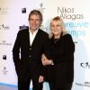 Gérard Leclerc et sa femme Julie - Vernissage de l'exposition "L'épreuve du Temps" de Nikos Aliagas au Palais Brongniart à Paris, le 16 janvier 2017.