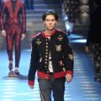 Will Peltz défile pour Dolce &amp; Gabbana à la Fashion Week de Milan. Le 14 janvier 2017.