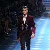 Presley Gerber (fils de Cindy Crawford et Rande Gerber) défile pour Dolce & Gabbana à la Fashion Week de Milan. Le 14 janvier 2017.