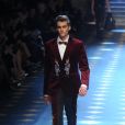 Presley Gerber (fils de Cindy Crawford et Rande Gerber) défile pour Dolce &amp; Gabbana à la Fashion Week de Milan. Le 14 janvier 2017.