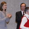 La reine Letizia d'Espagne lors de la remise du prix artistique Tomas Francisco Prieto à la Maison de la monnaie à Madrid, le 20 janvier 2017.