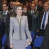 La reine Letizia d'Espagne lors de la remise du prix artistique Tomas Francisco Prieto à la Maison de la monnaie à Madrid, le 20 janvier 2017.