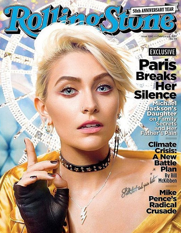 Paris Jackson en couverture du magazine Rolling Stones au mois de janvier 2017