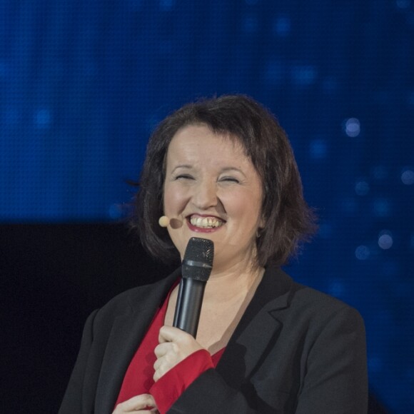 Exclusif - Anne Roumanoff et Michel Drucker - Enregistrement de l'émission "Le Grand Show de l'Humour" au Zénith de Paris le 30 janvier 2017. L'émission sera diffusée sur France 2 le 4 février 2017. © Pierre Perusseau/Bestimage