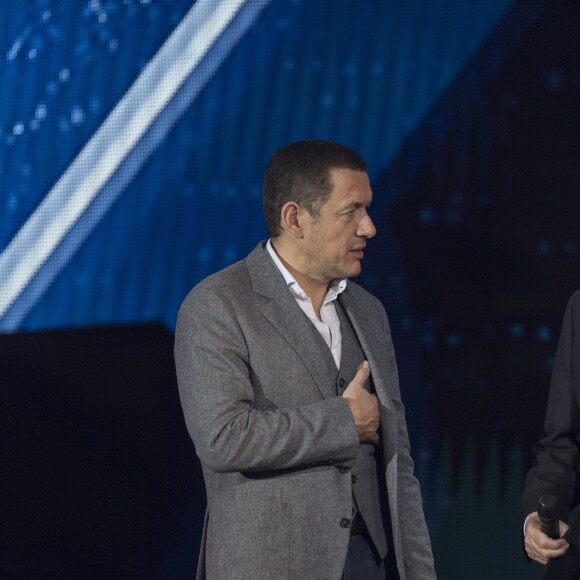 Dany Boon et Michel Drucker - Enregistrement de l'émission "Le Grand Show de l'Humour" au Zénith de Paris le 30 janvier 2017. L'émission sera diffusée sur France 2 le 4 février 2017. © Pierre Perusseau/Bestimage