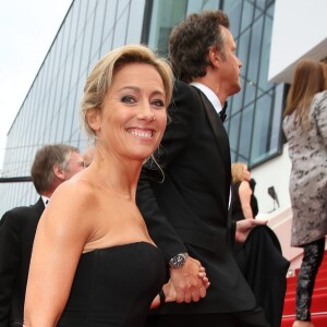 Anne-Sophie Lapix et son mari Arthur Sadoun - Montée des marches du film "Macbeth" lors du 68 ème Festival International du Film de Cannes, à Cannes le 23 mai 2015.