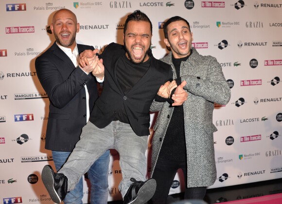 Franck Gastambide, Anouar Toubali et Malik Benthala à la 24e cérémonie des "Trophées du Film Français" au Palais Brongniart à Paris, le 02 février 2017. © Ramsamy Veeren/Bestimage