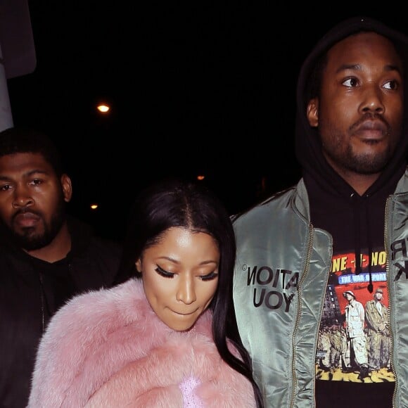 Nicki Minaj et son compagnon Meek Mill arrivent a la soirée d'anniversaire de Dj Khaled au restaurant Catch de West Hollywood le 19 novembre 2016