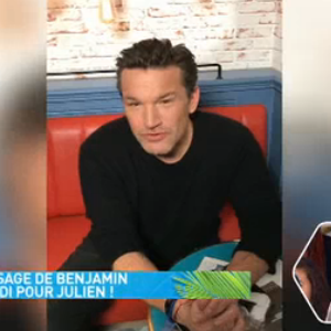 Benjamin Castaldi dans le Mad Mag, le 8 février 2017, pour la grande première de son fils Julien.