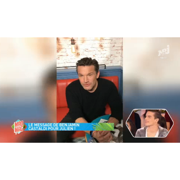 Benjamin Castaldi dans le Mad Mag, le 8 février 2017, pour la grande première de son fils Julien.