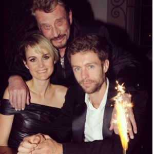 Laeticia Hallyday avec son mari Johnny et son frère Grégory qui fête son anniversaire, à Los Angeles. Instagram, février 2017.