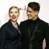 Scarlett Johansson et son fiancé Romain Dauriac - Arrivées Exterieur - 39ème cérémonie des César au théâtre du Châtelet à Paris Le 28 Février 2014