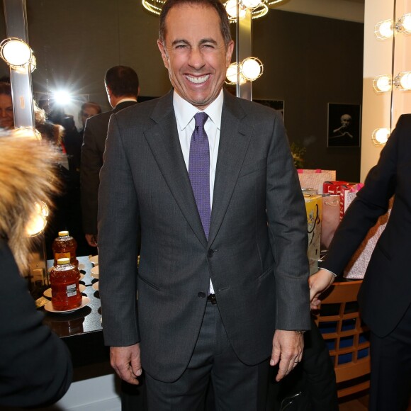 Exclusif - Jerry Seinfeld et Gad Elmaleh dans la loge après le spectacle de Gad Elmaleh "Oh My Gad" au "Carnegie Hall" à New York City, New York, Etats-Unis, le 11 février 2017. © Domique Jacovides/Bestimage