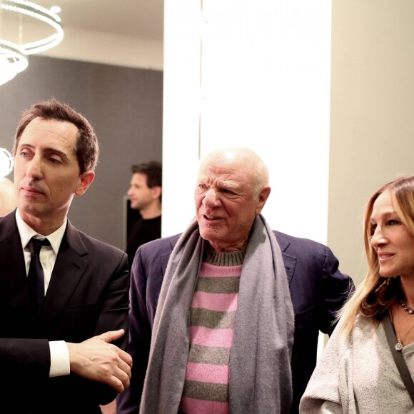 Exclusif - Gad Elmaleh, Barry Diller et Sarah Jessica Parker dans la loge après le spectacle de Gad Elmaleh "Oh My Gad" au "Carnegie Hall" à New York City, Etats-Unis, le 11 février 2017. © Domique Jacovides/Bestimage