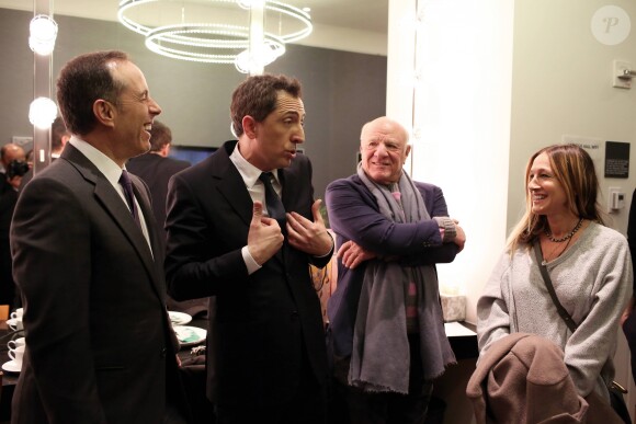 Exclusif - Gad Elmaleh, Barry Diller et Sarah Jessica Parker dans la loge après le spectacle de Gad Elmaleh "Oh My Gad" au "Carnegie Hall" à New York City, Etats-Unis, le 11 février 2017. © Domique Jacovides/Bestimage