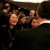 Exclusif - Soon Yi (femme de Woody Allen) dans la loge après le spectacle de Gad Elmaleh "Oh My Gad" au "Carnegie Hall" à New York City, New York, Etats-Unis, le 11 février 2017. © Domique Jacovides/Bestimage