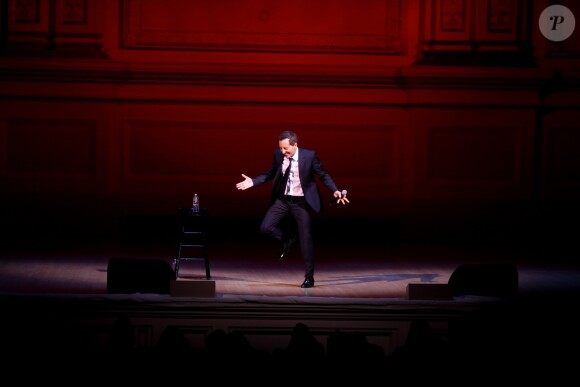 Exclusif - Gad Elmaleh se produit sur la mythique scène du "Carnegie Hall" à New York, avec son spectacle "Oh My Gad", entièrement joué en anglais. New York, le 11 février 2017. © Dominique Jacovides/Bestimage