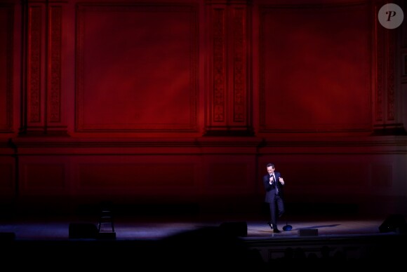 Exclusif - Gad Elmaleh se produit sur la mythique scène du "Carnegie Hall" à New York, avec son spectacle "Oh My Gad", entièrement joué en anglais. New York, le 11 février 2017. © Dominique Jacovides/Bestimage