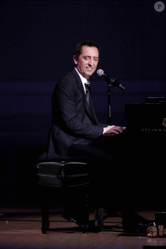 Exclusif - Gad Elmaleh se produit sur la mythique scène du "Carnegie Hall" à New York, avec son spectacle "Oh My Gad", entièrement joué en anglais. New York, le 11 février 2017. © Dominique Jacovides/Bestimage