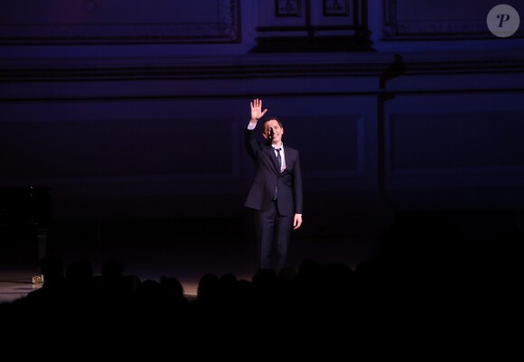 Exclusif - Gad Elmaleh se produit sur la mythique scène du "Carnegie Hall" à New York, avec son spectacle "Oh My Gad", entièrement joué en anglais. New York, le 11 février 2017. © Dominique Jacovides/Bestimage