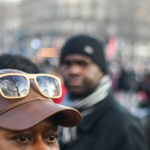 Lilian Thuram - Manifestation en marge de l'affaire Théo : 2 300 personnes ont manifesté à Paris pour dénoncer "les violences policières" place de la république le 18 février 2017. © Lionel Urman / Bestimage