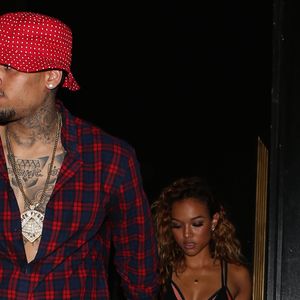 Chris Brown et sa petite amie Karrueche Tran au club Bootsy Bellows, Los Angeles le 15 juillet 2014.