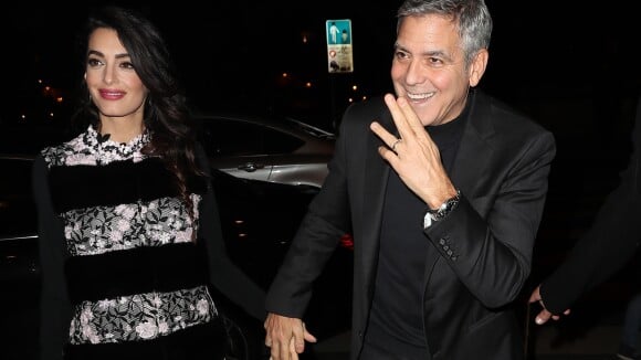 George Clooney et Amal enceinte vont dîner au Lapérouse, à Paris, le 25 février 2017.