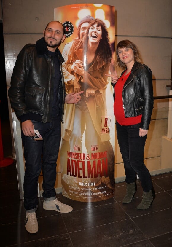 Karim Rissouli et sa femme (enceinte) - Avant première du film "Monsieur & Madame Adelman" cinéma MK2 Bibliothèque à Paris, le 27 février 2017. © Veeren/Bestimage