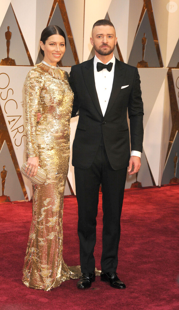 Jessica Biel et son mari Justin Timberlake à la 89ème cérémonie des Oscars au Hollywood & Highland Center à Hollywood le 26 février 2017.