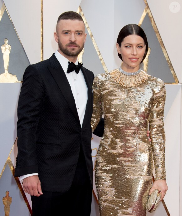 Justin Timberlake et sa femme Jessica Biel à la 89ème cérémonie des Oscars au Hollywood & Highland Center à Hollywood, le 26 février 2017