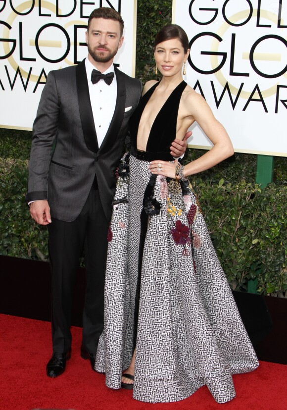 Jessica Biel et son mari Justin Timberlake à la 74ème cérémonie annuelle des Golden Globe Awards à Beverly Hills. Le 8 janvier 2017
